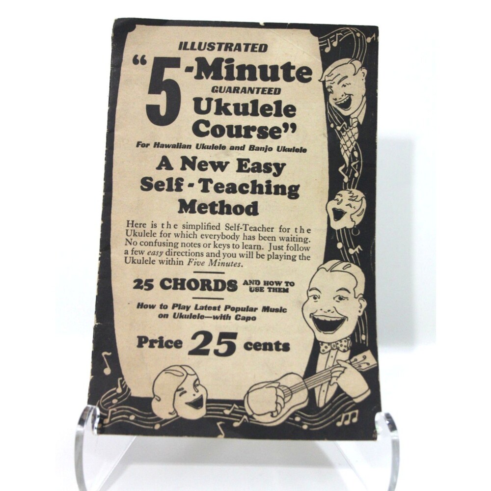 Illustrated 5-Minute Ukulele Course Vintage Music Instruction 1925 Method Book